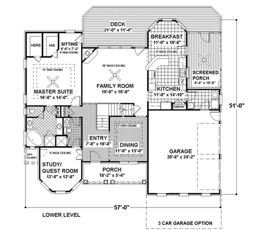 Floor Plan First Story of Country Plan #109-1179